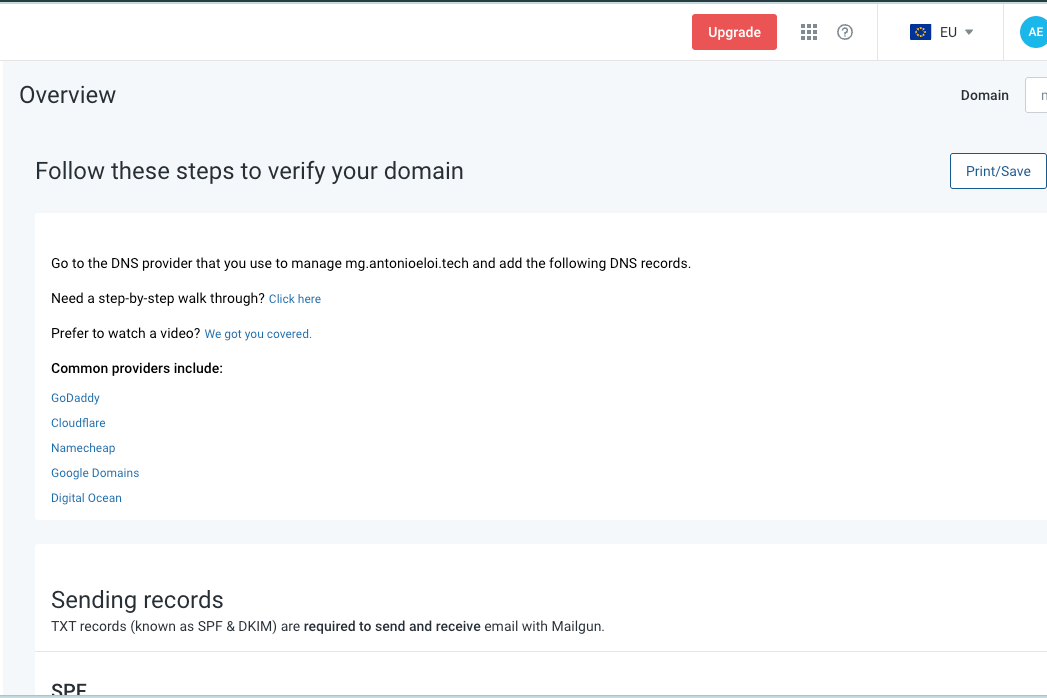 Verify your subdomain