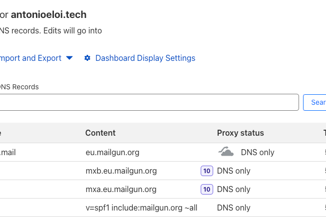Cloudflare DNS records